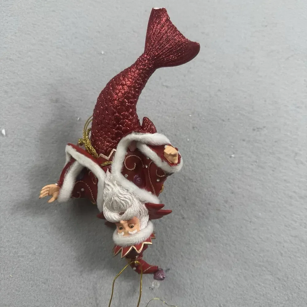 December Diamonds 2013 King Neptune Merman Ornament Red Glitter 55-90815 Fantasy